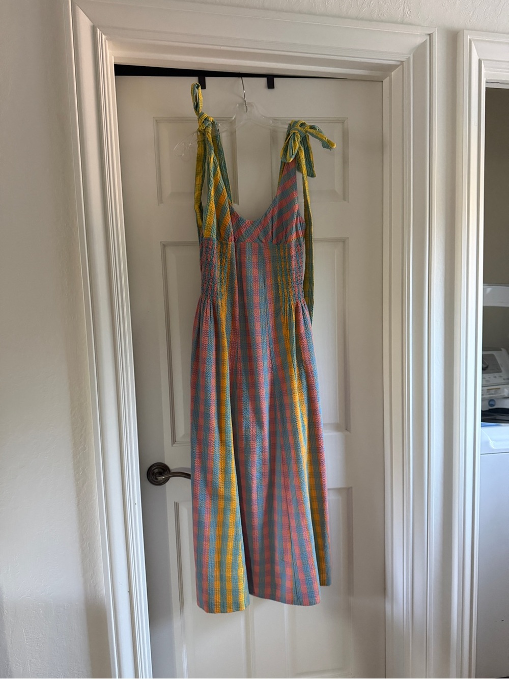 Free People Multicolor Striped Midi Dress in Pink, Yellow & Teal